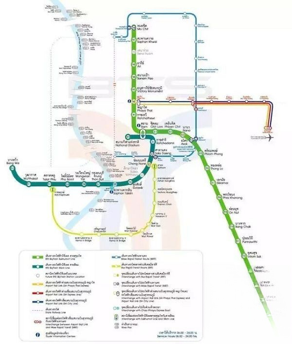去泰国帕亚泰医院地铁路线图